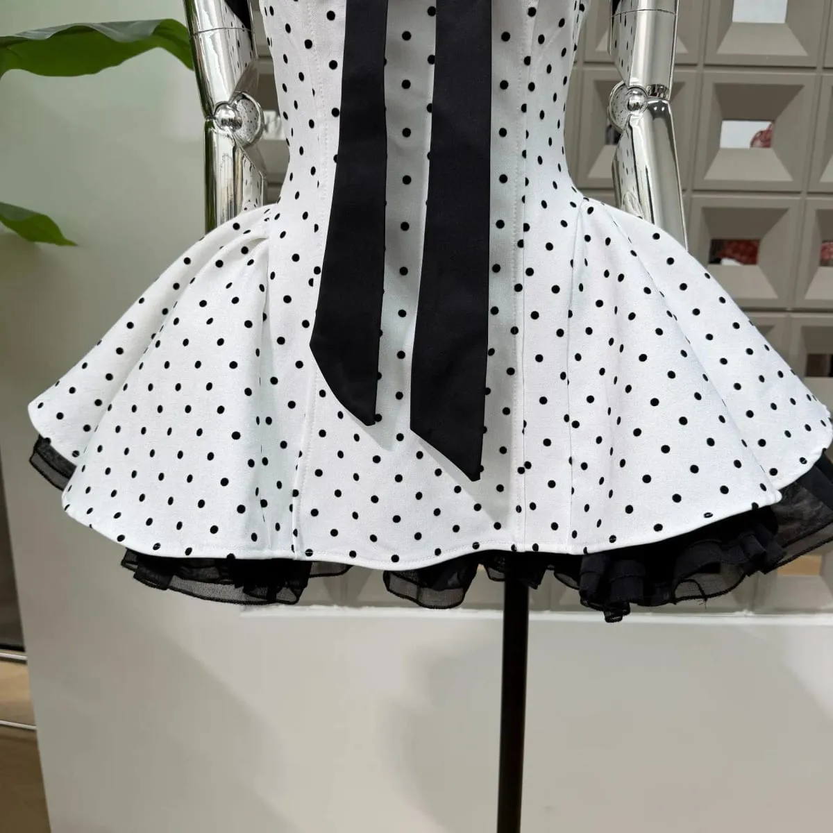 Babaeng Sexy Strapless Backless Polka Dot Bow A Line Dress Party Birthday Evening Ball Gowns Nightclub Show Wear Fashion Vestido — image 4