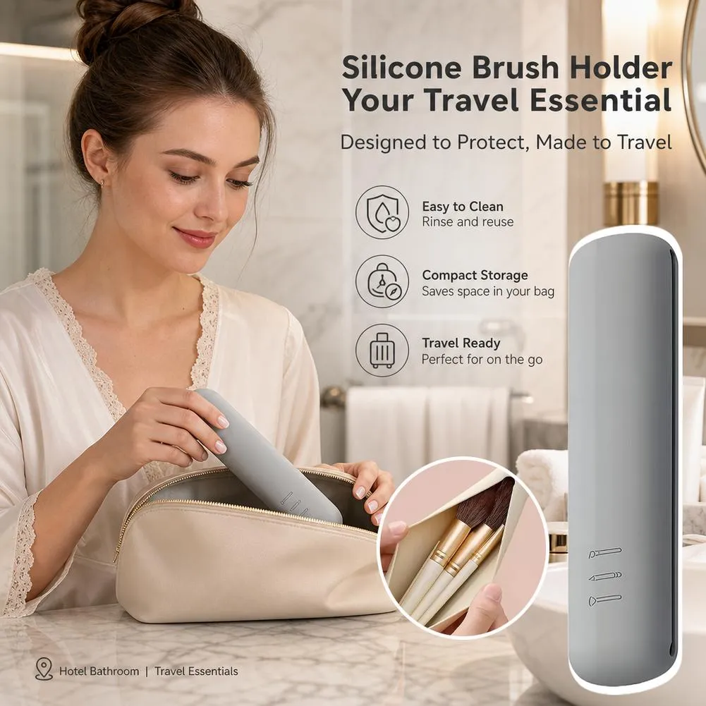 Silikone kosmetiske børster Opbevaringspose Rejse Makeup Børste Holder Makeup Svampe Etui Bærbart Makeup Værktøj Organizer