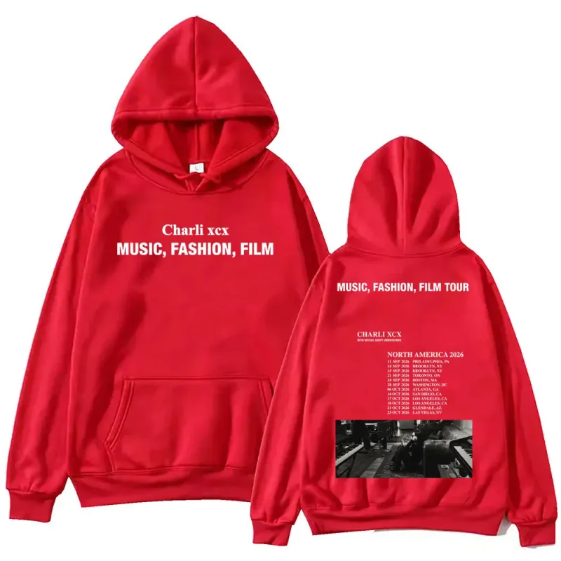 Singer Charli Xcx Music Fashion Film Tour 2026 Hoodies Men Women Rock Punk Sweatshirts High Quality Fleece Oversized Pullovers
