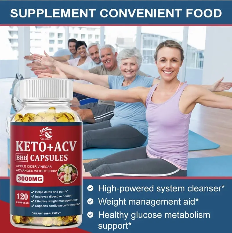 Greensure Keto Ocet jabłkowy w kapsułkach ACV z dodatkiem jabłkowego cydru Keto Formuła o smaku jabłkowym dla mężczyzn i kobiet — image 2