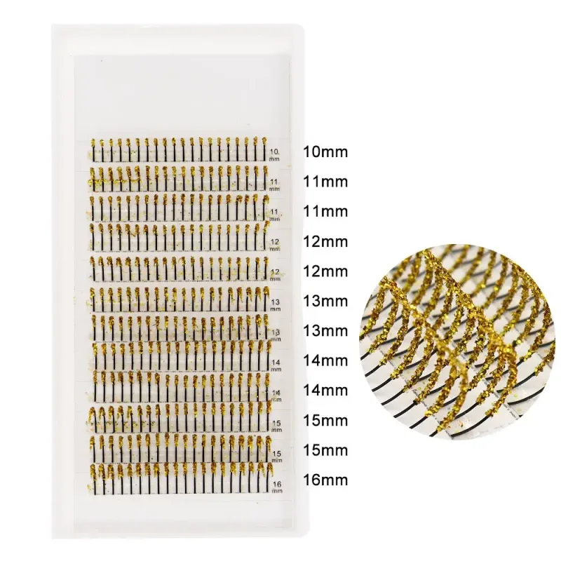 Golden Silver Fashion Glitter Eyelash Extensions Mix Length Individual Eyelash Extension False Eyelashes Glitter Silver