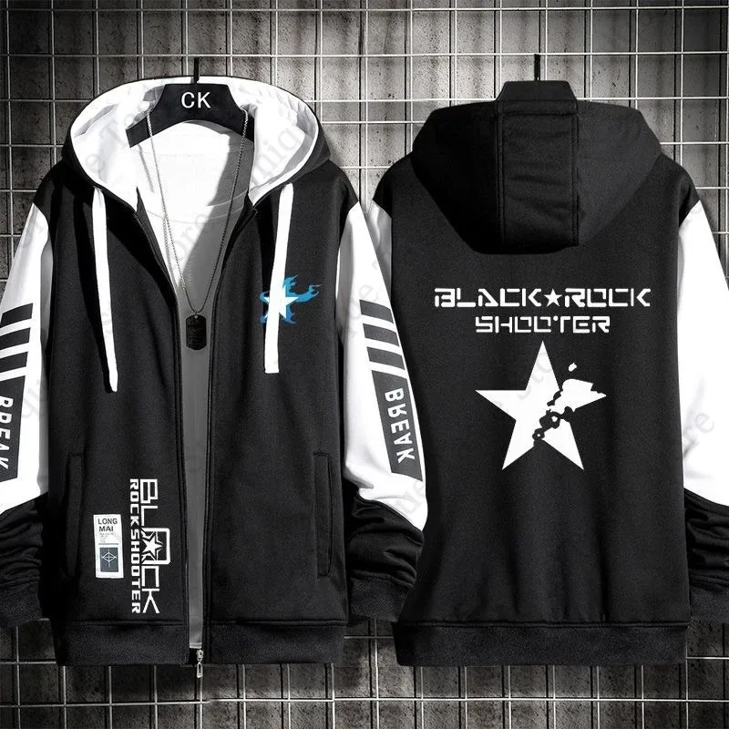 BLACK ROCK SHOOTER Hoodies Anime Cartoon Kuroi Mato Print Sweatshirt BLACK ROCK SHOOTER Merch Men Women Autumn Zipper Hoodie