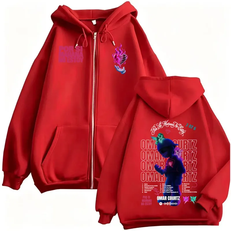 Omar Courtz Por Si Manana No Estoy 2026 Tour Zip Up Hoodies Men's Casual Fleece Sweatshirt Jacket Coats Bodywarmer Zipper Hooded — image 9