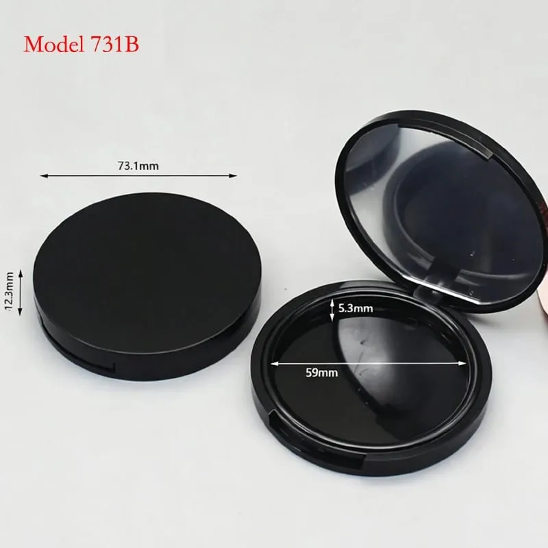 Preço do lote para cor preta forma redonda embalagem de maquiagem de plástico vazio compacto caso pó blush recipiente — image 6