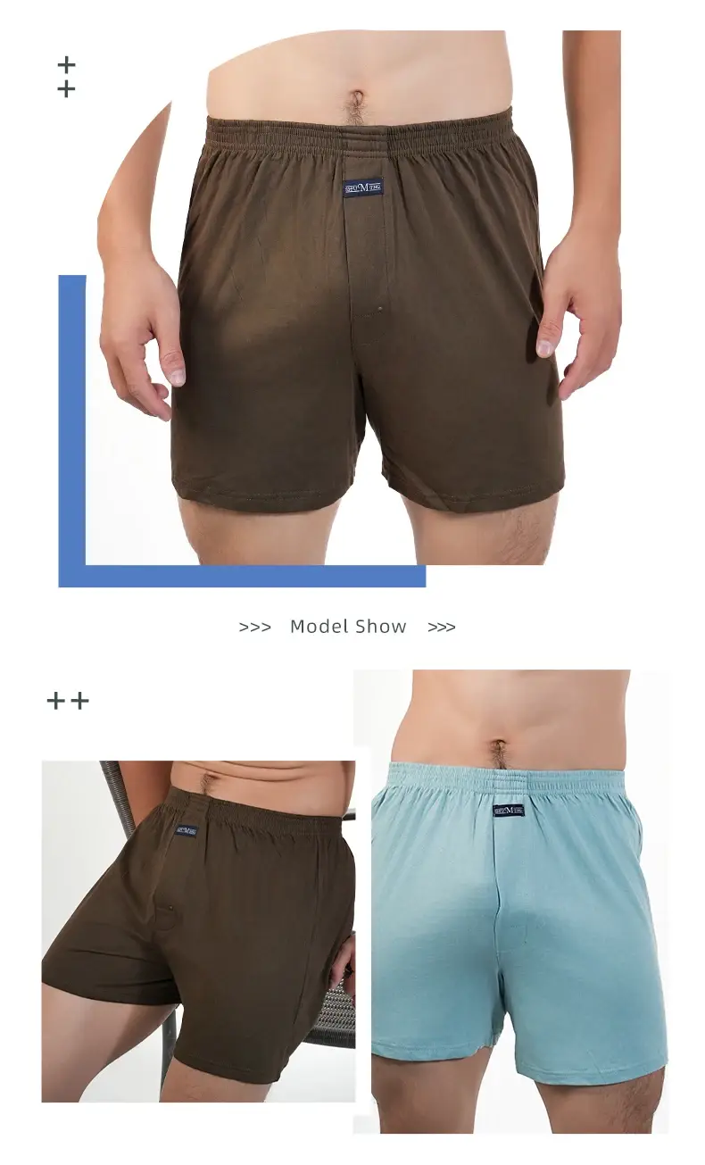 1PC Big Underpants Solid Pajama Bottoms At Home Plus Size Boxers Brief For Men High Waist Allo Pants Cotton Slacks Sleep Bottoms