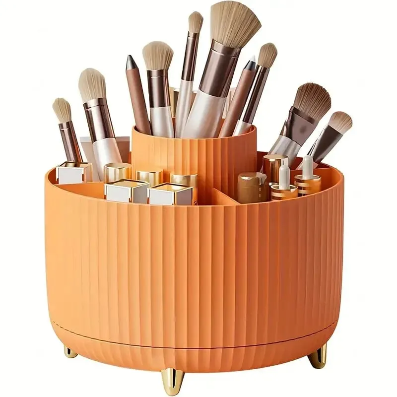Suporte giratório 360 ° para pincéis de maquiagem, 5 espaços, organizador, mesa multifuncional, armazenamento de cosméticos para banheiro de mesa