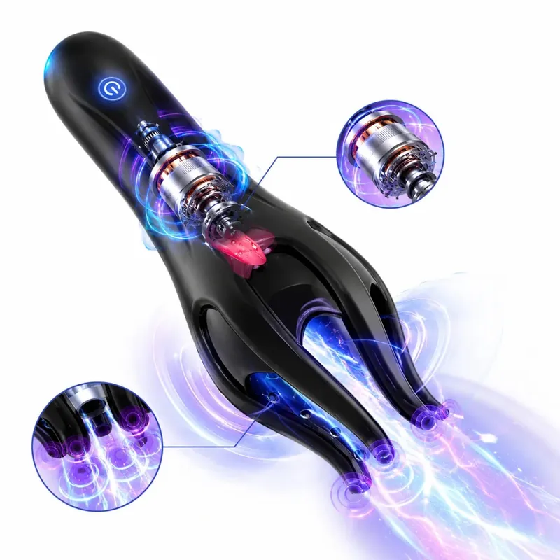 Glans Trainer Male Penis Massage Tongue Licking Stimulate Oral Vibrator Blowjob Delay Endurance Masturbator Sex Toys for Men 18+