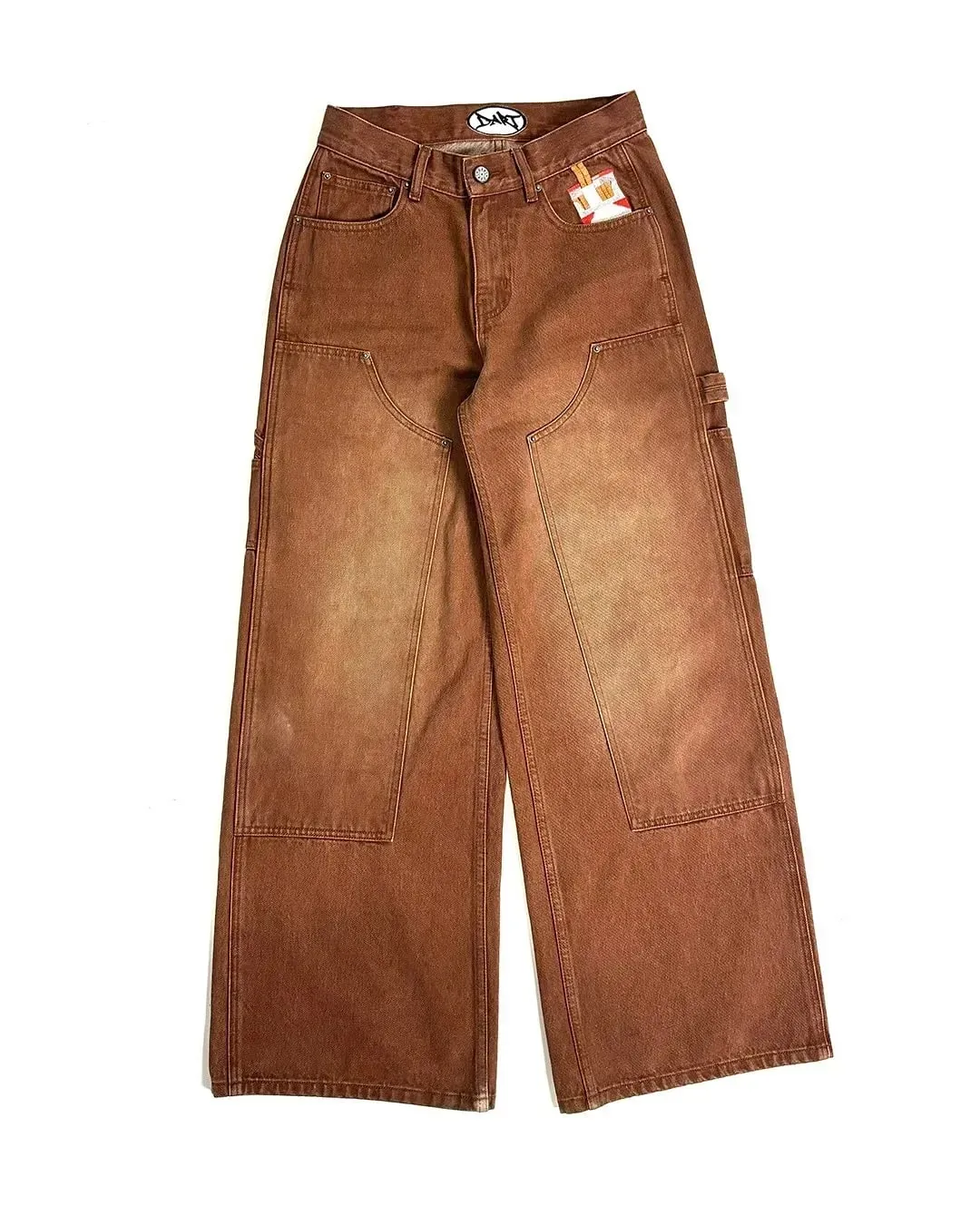 Brown Carpenter Jeans Men Women Heavy Pocket Embroidery Wide Leg Detail Streetwear Casual Fashion Pants Loose Fit Soft Y2K — image 8