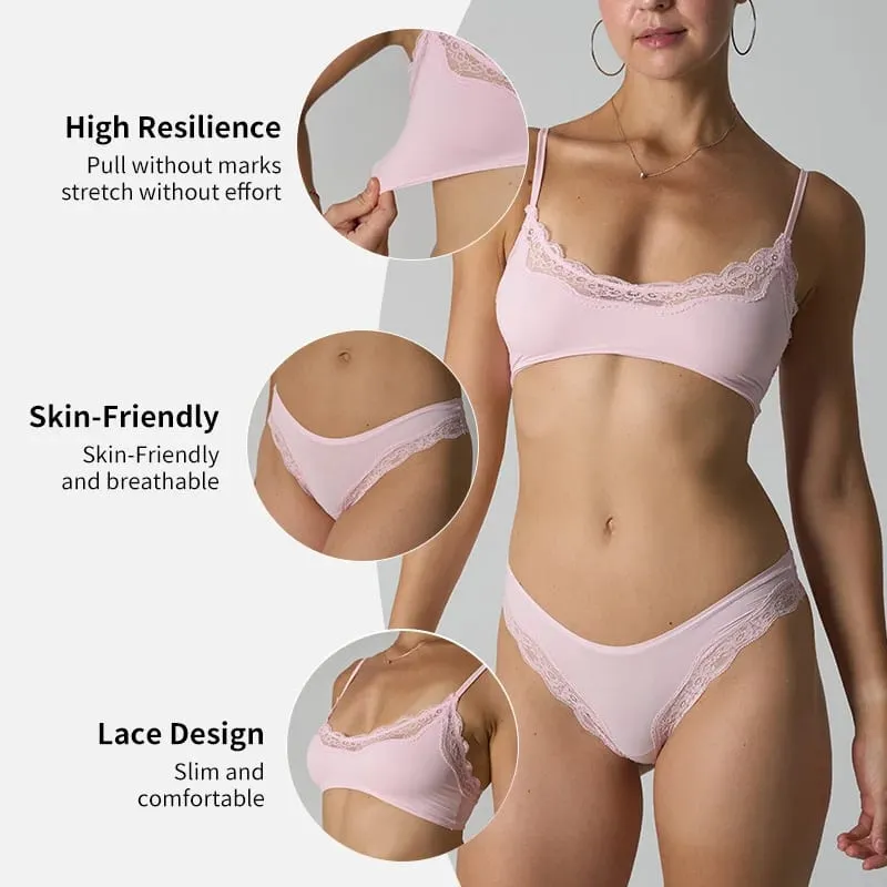 Conjunto de Sujetador de encaje bonito para mujer, combinación libre, sujetadores con Correa ajustable y bragas de cintura baja, conjuntos de lencería sencillos y elegantes de alta elasticidad — image 6
