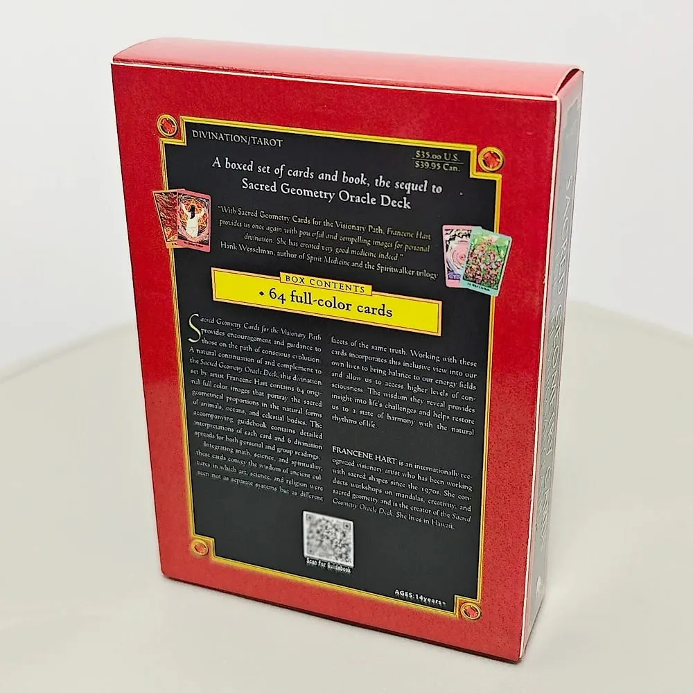 Cartes de géométrie sacrée pour le chemin visionnaire 10,4 x 7,3 cm – 64 cartes Oracle intégrant la science mathématique et la spiritualité