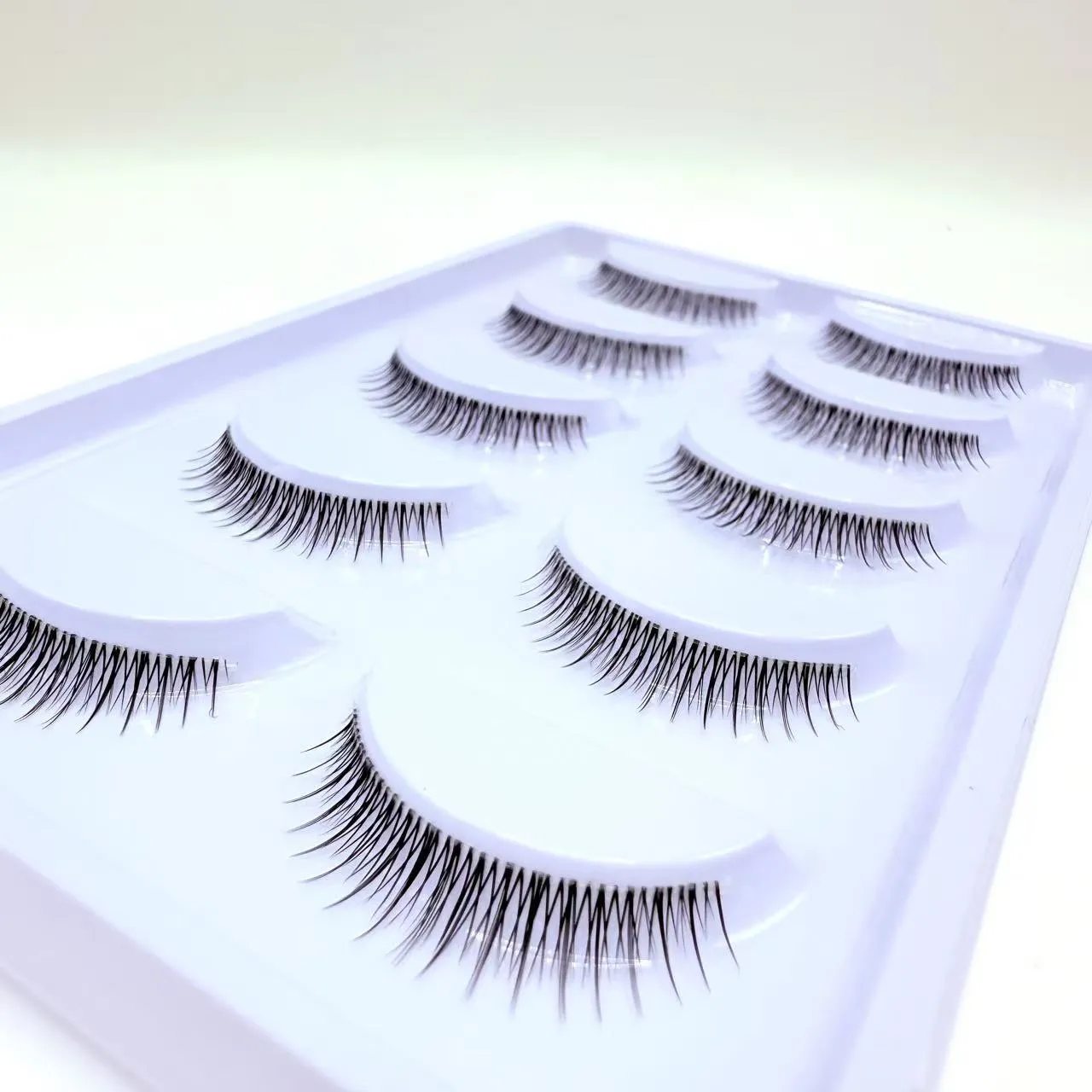 Soft & Natural Eye Enhancement 5 Pairs False Eyelashes Transparent Stem Soft Natural Strip Lashes