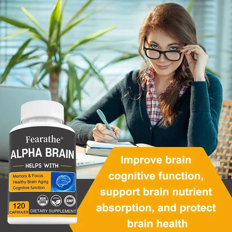 Alpha Brain Nootropics 男性と女性向けの脳サプリメント - ビタミン B6 フォーカス カプセルで記憶力と精神的明晰性と認知力を向上 — image 3