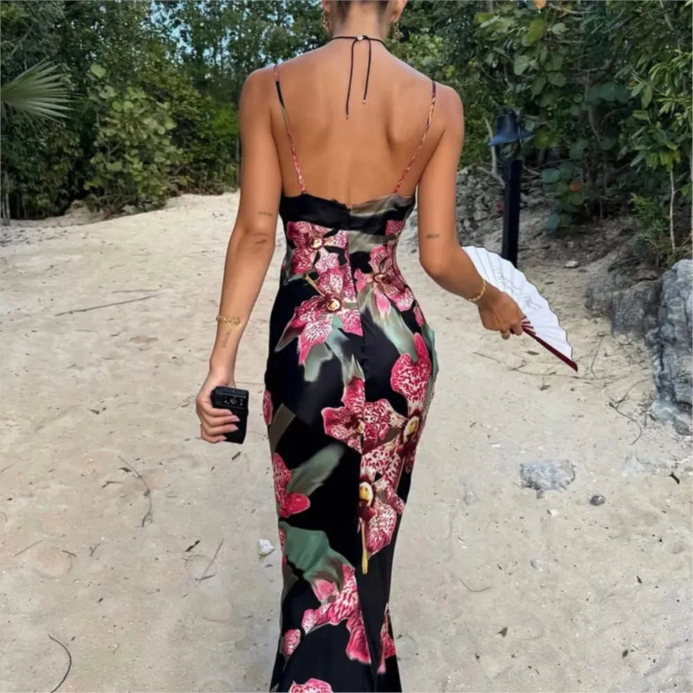 2026 MsChuh Summer Party Dresses For Woman Evening Dress Backless Vestidos Flower Printed Sleeveless Fashion Trendy Temperament — image 2
