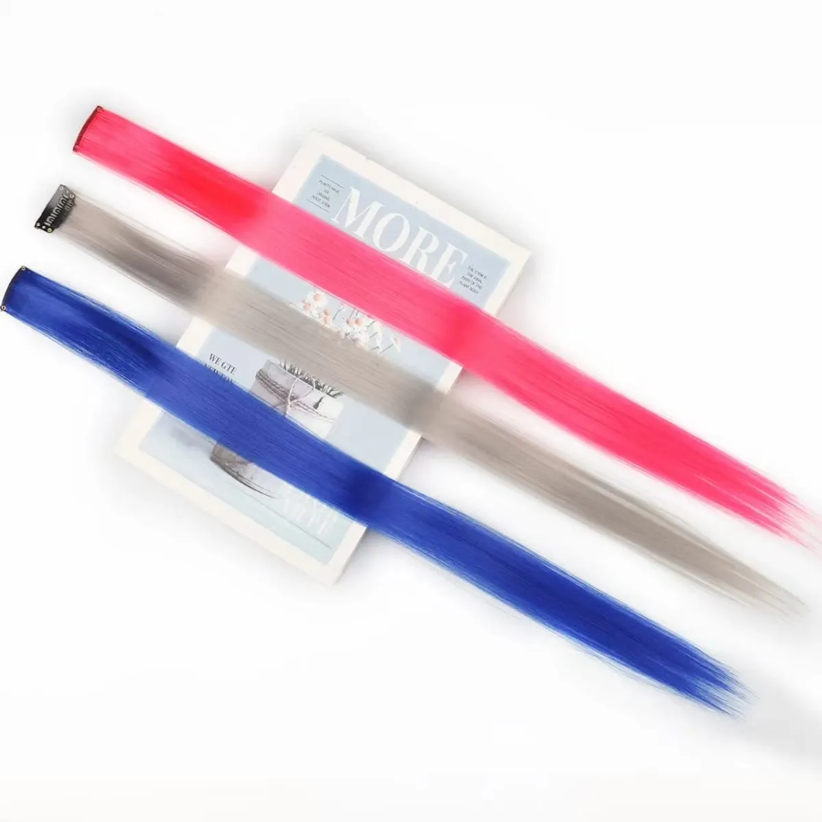 45cm Straight Clip‑on Synthetic Hair Pieces One‑Piece Bright Color Hair Extension Clips DIY Cosplay Hair Accessories — image 7
