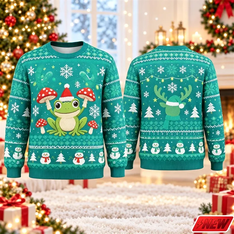 Cute Reindeer Graphic Ugly Christmas Sweater Men Women 3d Printed Christmas Tree Sweatshirt 2027 New Year Party Crew Neck Hoodie — image 7