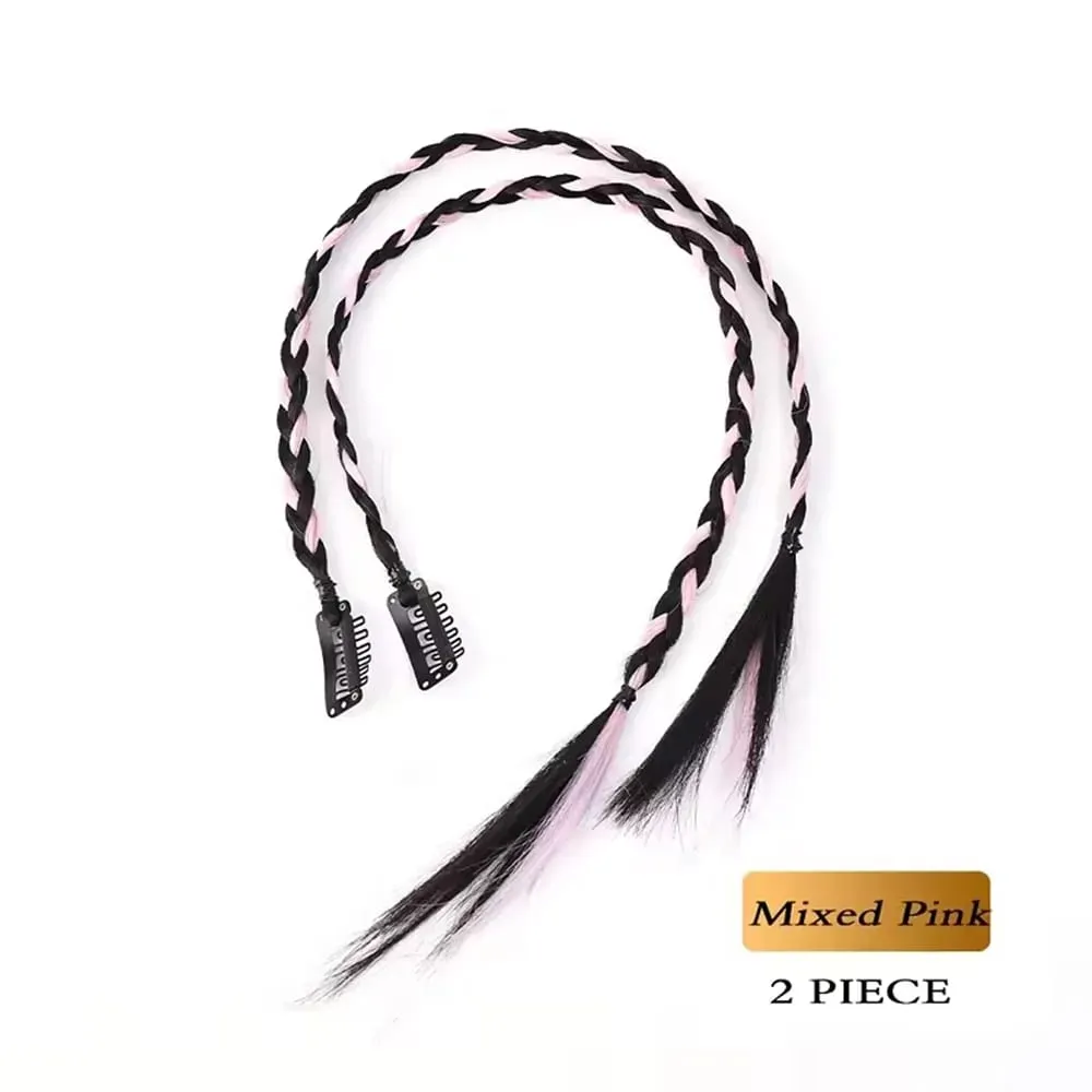 Synthetic 2pcs Braid Wig With Strong BB Clip Y2k Spice Girl Boxing Braid Ponytail Lightweight Box Braid Ponytail Piece for Women