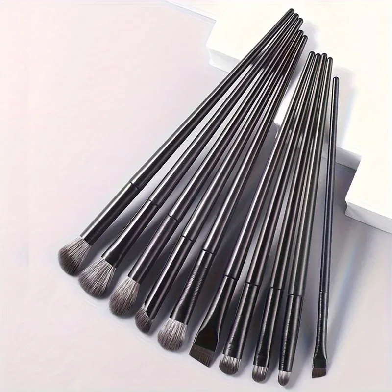 10Pcs Soft Professional Eye Makeup Brush Set Blending Smudge Aegyo Sal Eyeliner Detail Small Precision Shadow Brushes