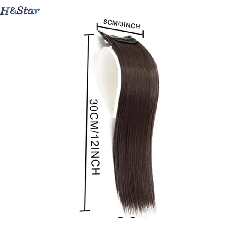30cm Synthetic Short Straight Pad Invisible Hair Extension Lining of Hair Top Side Cover Hairpiece for Women — image 4