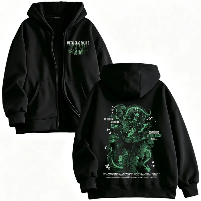 Metal Gear Solid 3 Snake Eater MGS3 Naked Snake The Boss Game Zipper Hoodies Men's Women Zip Up Hooded Sweatshirts Jackets Coats — image 1