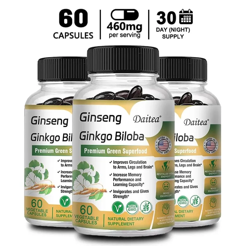 Ginseng + Ginkgo Biloba Capsules - Premium Non-GMO/Vegan Superfood - Traditional Energy Booster and Mood Soother — image 10