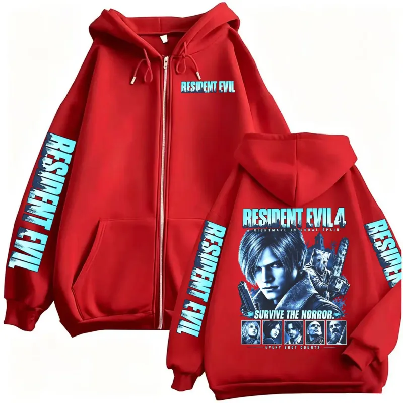 Resident Evil Requiem Zip Up Hoodies Leon Kennedy Horror Game Zipper Hoodie Men's Women Harajuku Classic Jacket Sweatshirt Coats — image 3