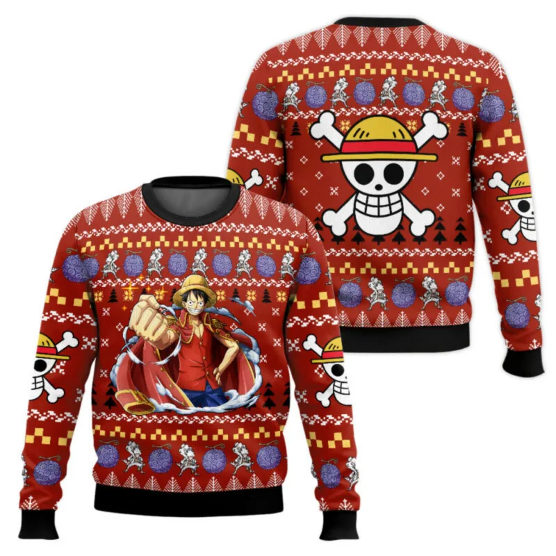 New sweater, Japanese anime, Luffy, Robin, Bandai, One Piece, 3D hoodie, Christmas sweatshirt, men's round-neck T-shirt — image 12