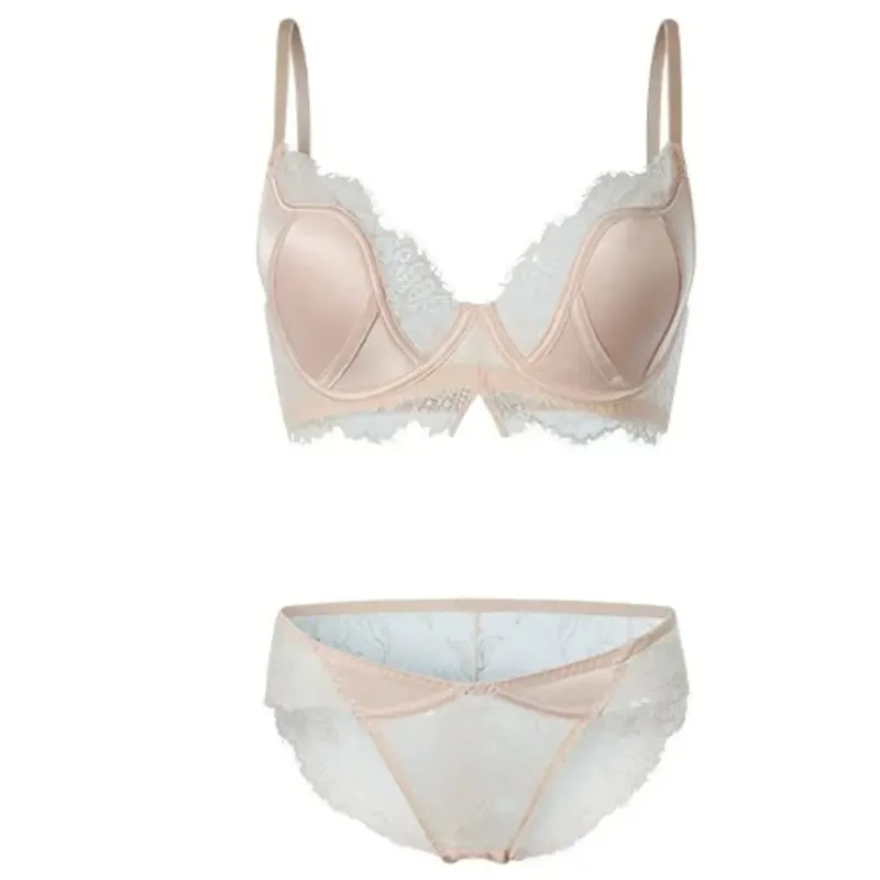 Women Non Wired French Lace Minimizer Bra Full Cup Push Up Anti Sagging Thin Soft Daily Wear Sexy Satin Lingerie S-XL — image 2