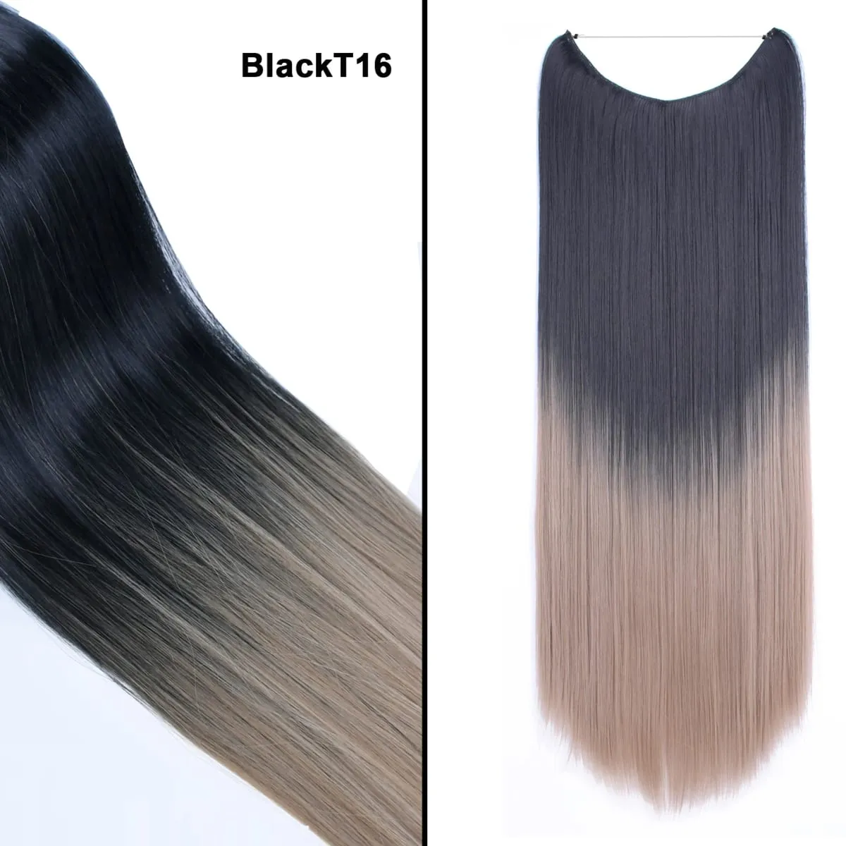 Jeedou Wavy Hair Extension Elasticity Invisible Wire Fish Line One Piece No Clips Synthetic Hairpieces Ombre Color For Ladies — image 27