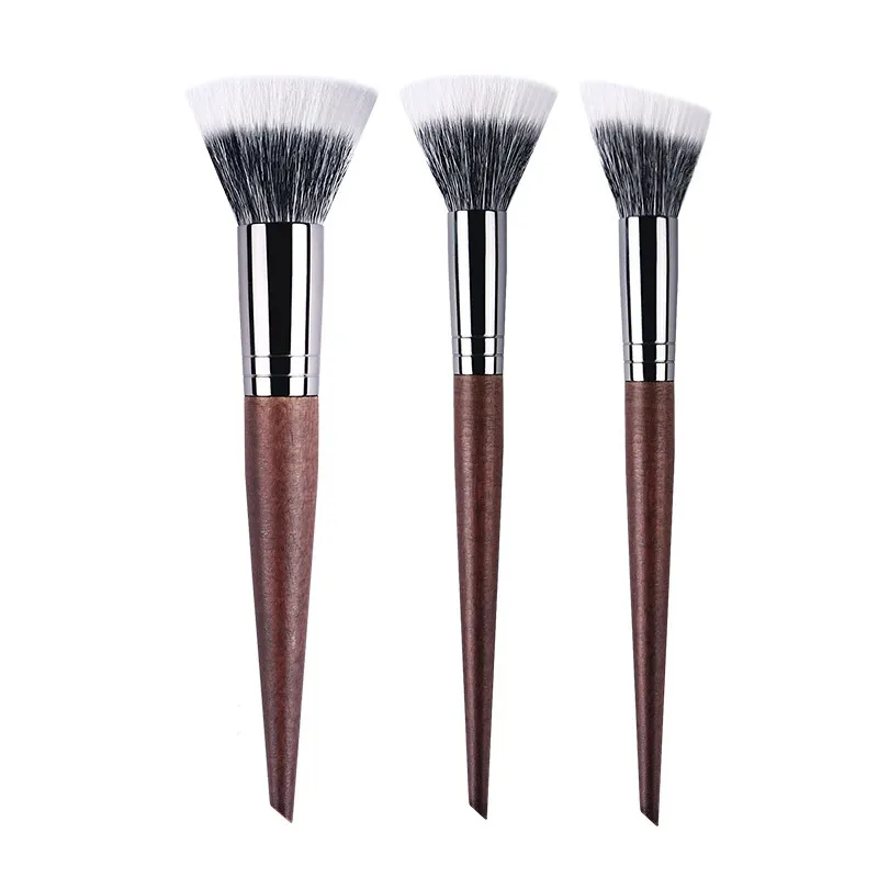 Berus Mekap Profesional Kontur serbuk Tetapan Berus Mekap Pelbagai Fungsi Berus Stippling Blush lembut Bulu kambing kayu asli — image 3