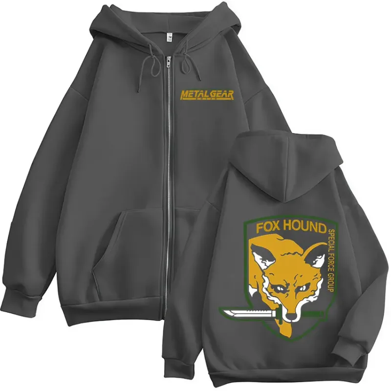 Metal Gear Solid Game FOX HOUND Logo Print Zipper Hoodies Men Women Clothing Fashion Pullovers Zip Up Hooded Sweatshirts Jackets — image 5