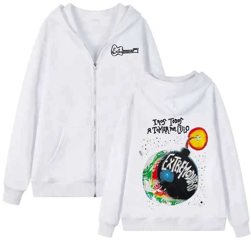 Rock grubu Extremoduro turu 2026 fermuarlı kapüşonlu svetşört erkek moda gotik polar tişörtü mont büyük boy fermuarlı kapüşonlu kıyafet streetwear