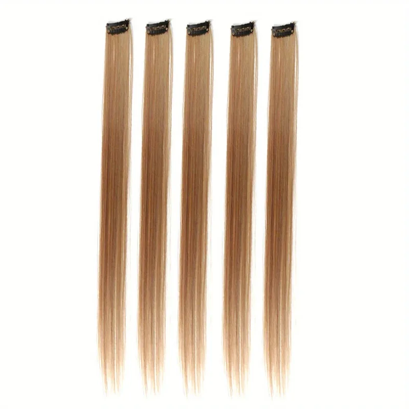 5pcs/set Colorful Clip In Synthetic Hair Extension Rainbow Long Straight Hairpieces For Women Girl Kids Y2K Style Daily Party — image 28