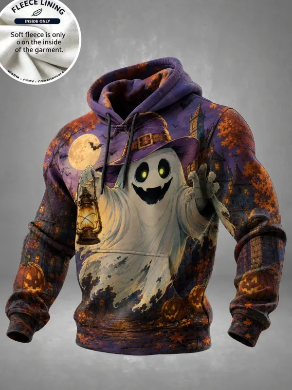 3D Print Halloween Fleece Hoodie Witch Black Cat Pumpkin Candy Skull Bowl Pullover Long Sleeve Kangaroo Pocket Sweatshirt — image 5