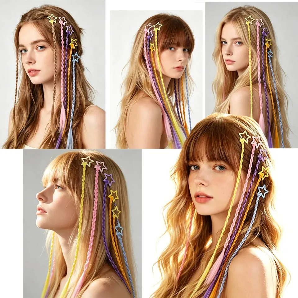 Synthesize 5PCS Colored Braided Hair Clips Ponytail Hair Accessories Suitable for Women and Girls' Daily Wear and Holiday Use — image 2