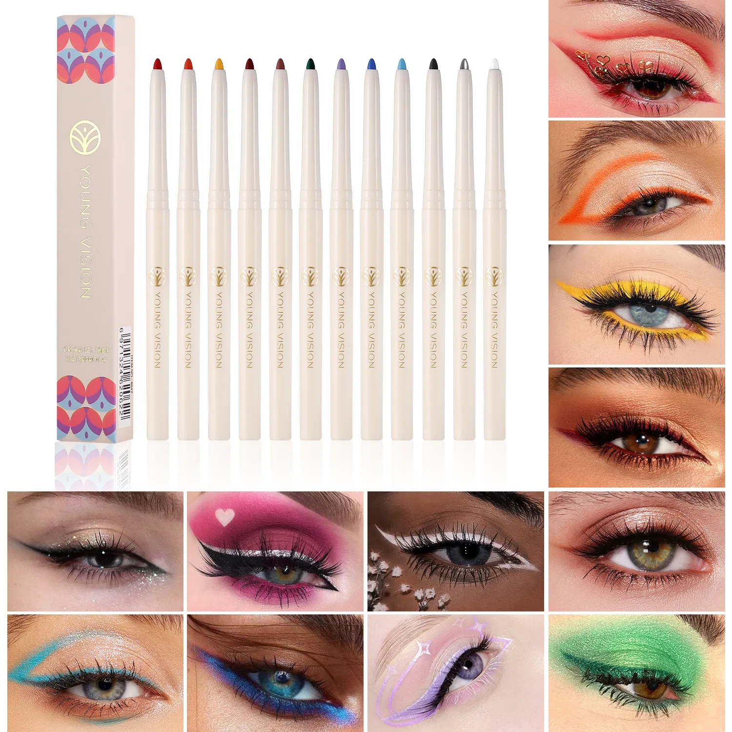 1Pc Ultra-fine Matte Smooth Eyeliner Waterproof Green Purple Colorful Eyeliner Gel Pencil Matte White Eye Lying silkworm Makeup