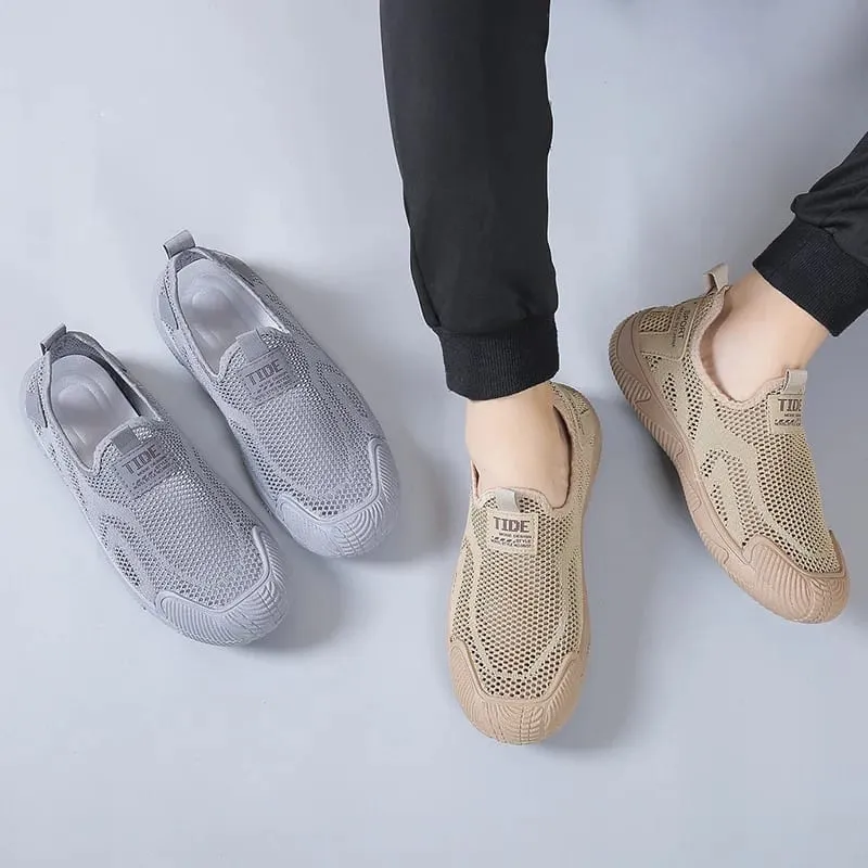 Men's Casual Shoes Summer New Fashion Fly Weave Breathable Mesh Outdoor Non Slip Sneakers Lightweight Comfortable Slip on Flats — image 2