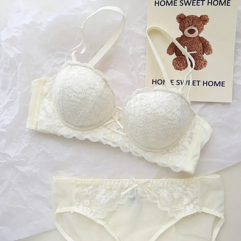 French Lace Women Bra Set Wire Free Push Up Lingerie Set Small Bust Lift Enhance Brassiere And Panty Underwear 32‑38 — image 8