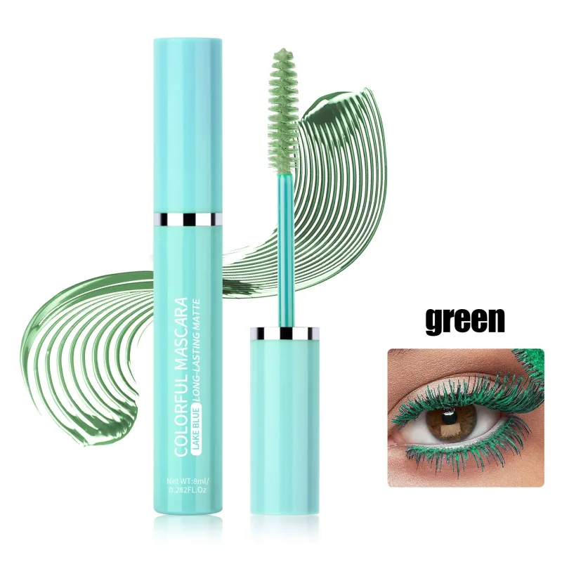 สีมาสคาร่าขนตาสีฟ้าสีชมพูสีเขียวที่มีสีสันมาสคาร่ากันน้ำ Charming Long Lasting Curling มาสคาร่า Eye แต่งหน้าคริสต์มาส — image 8