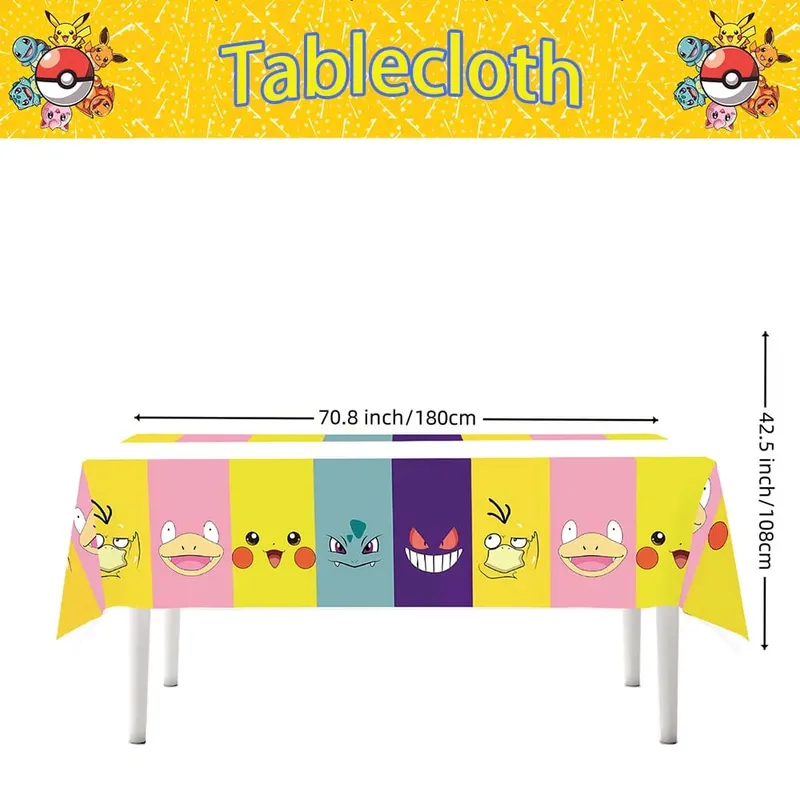 1/10 sztuk Pokemon obrus dekoracje urodzinowe jednorazowy obrus Pikachu obrus prezenty urodzinowe dla dzieci artykuły dla niemowląt — image 9