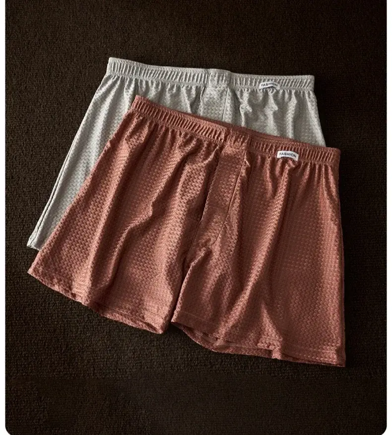 Lot de 2 boxers en soie glacée pour hommes, taille moyenne, coupe ample, Cool, tendance, sous-vêtements brillants, vêtements de nuit, culottes masculines — image 6