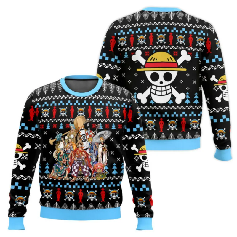 New sweater, Japanese anime, Luffy, Robin, Bandai, One Piece, 3D hoodie, Christmas sweatshirt, men's round-neck T-shirt — image 7