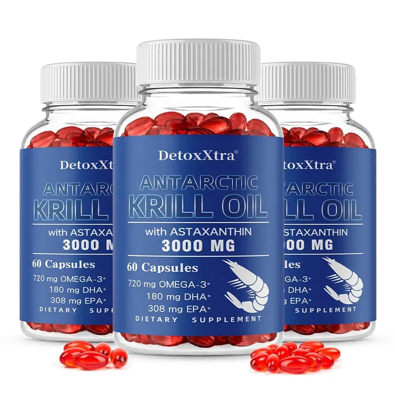 Antarktik Krill Yağı 3000mg Kapsül Omega-3 EPA DHA Astaksantin ve Fosfolipitler Antioksidan Kalp Beyin Eklem ve Göz Desteği