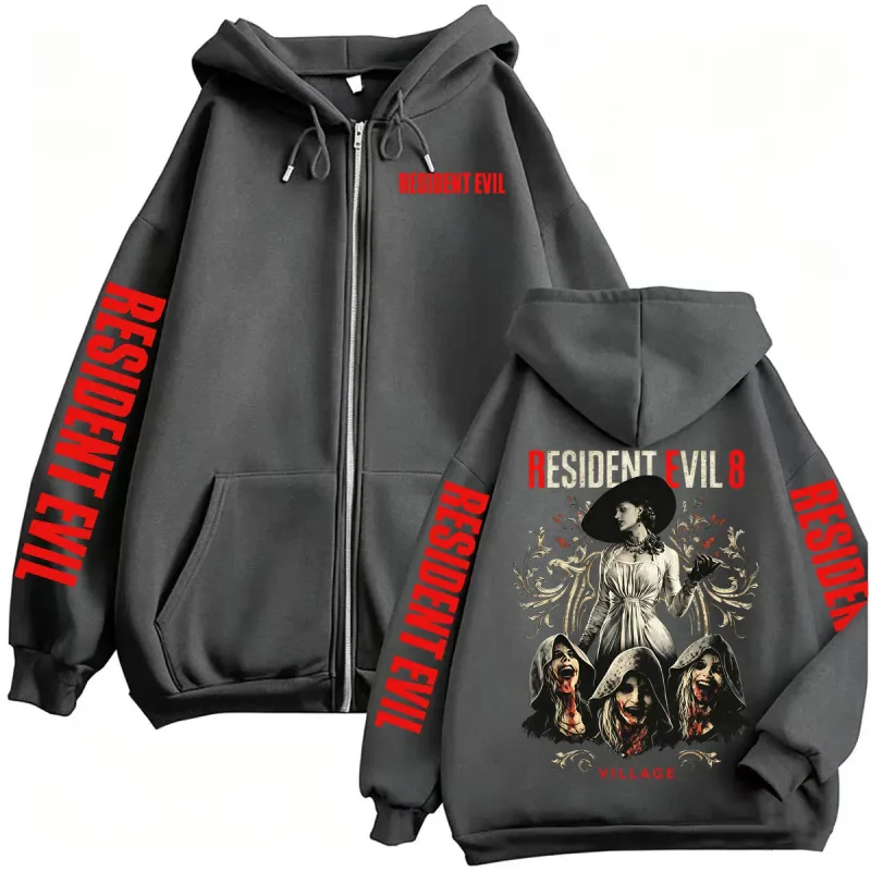 Resident Evil Village Zipper Hoodies Lady Dimitrescu Horror Jacket Sweatshirts Men Women Harajuku Streetwear Zip Up Hooded Coats — image 4