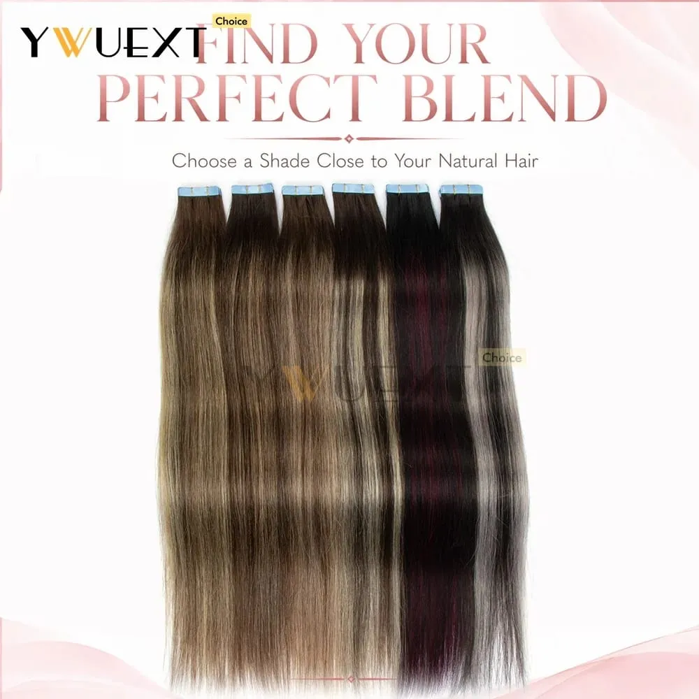 20pcs/Pack Gradient Colors Tape in Human Hair Extensions Add Volume And Length for Women 30g 16-20 inches Salon Quality YWUEXT — image 7