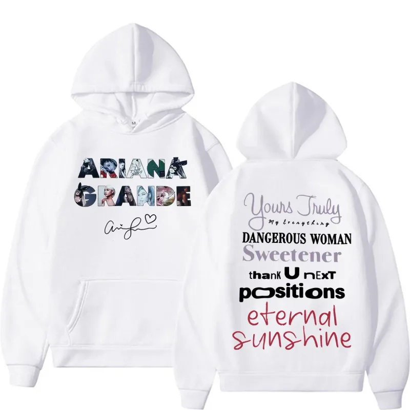 Singer Ariana Grande Album Tour Graphic Hoodies Men Women Fashion Classic Vintage Sweatshirts Autumn/Winter Casual Fleece Hoodie