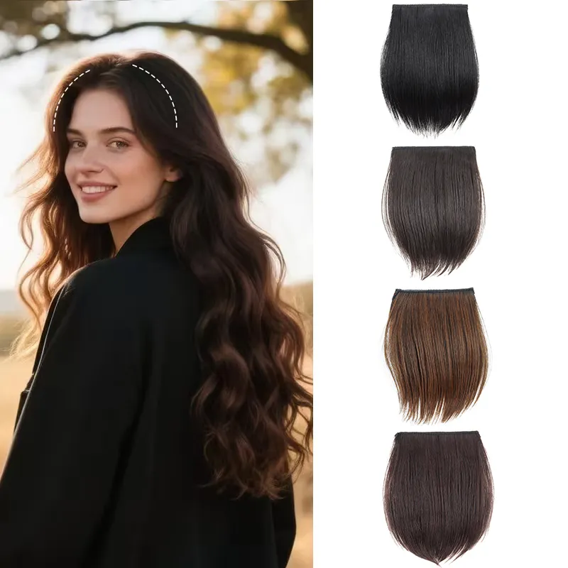 10cm/20cm/30cm Synthetic Short Straight Pad Invisible Hair Extension Lining of Hair Top Side Cover Hairpiece for Women — image 1