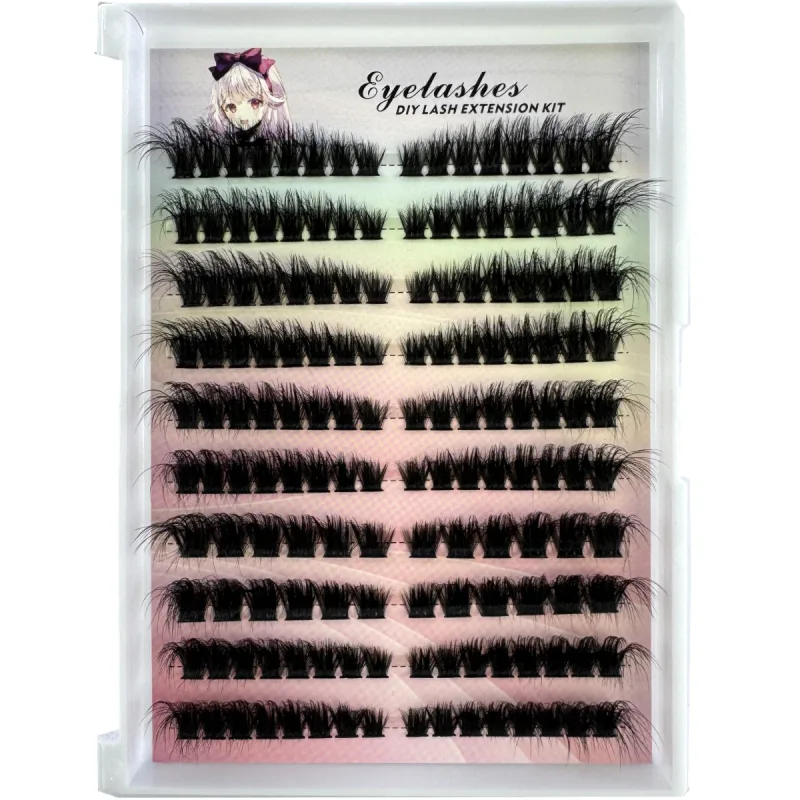 Extensão de cílios de olho esquerdo + direito gato/raposa efeito de olho chicote único clusters 3d fino natural olhando diy extensões de cílios segmentados