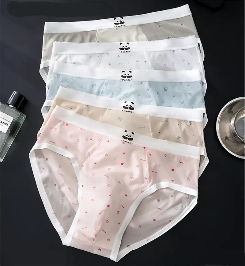 New Bare feel men's underwear printed sissy cuecas masculino ice silk sexys tøy men cueca thin seamless calzoncillos hombre — image 4