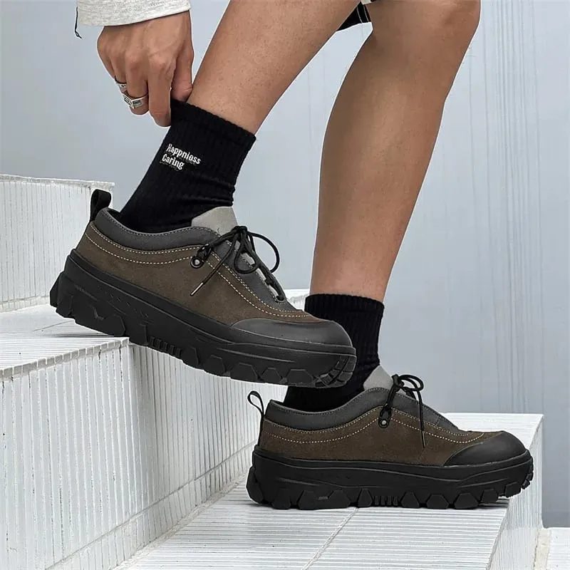 Men Retro Outdoor Hiking Chunky Sole Sneakers Height Increasing Shoes Sports Lace Up Casual Warm for Mem's Fall Shoes — image 5