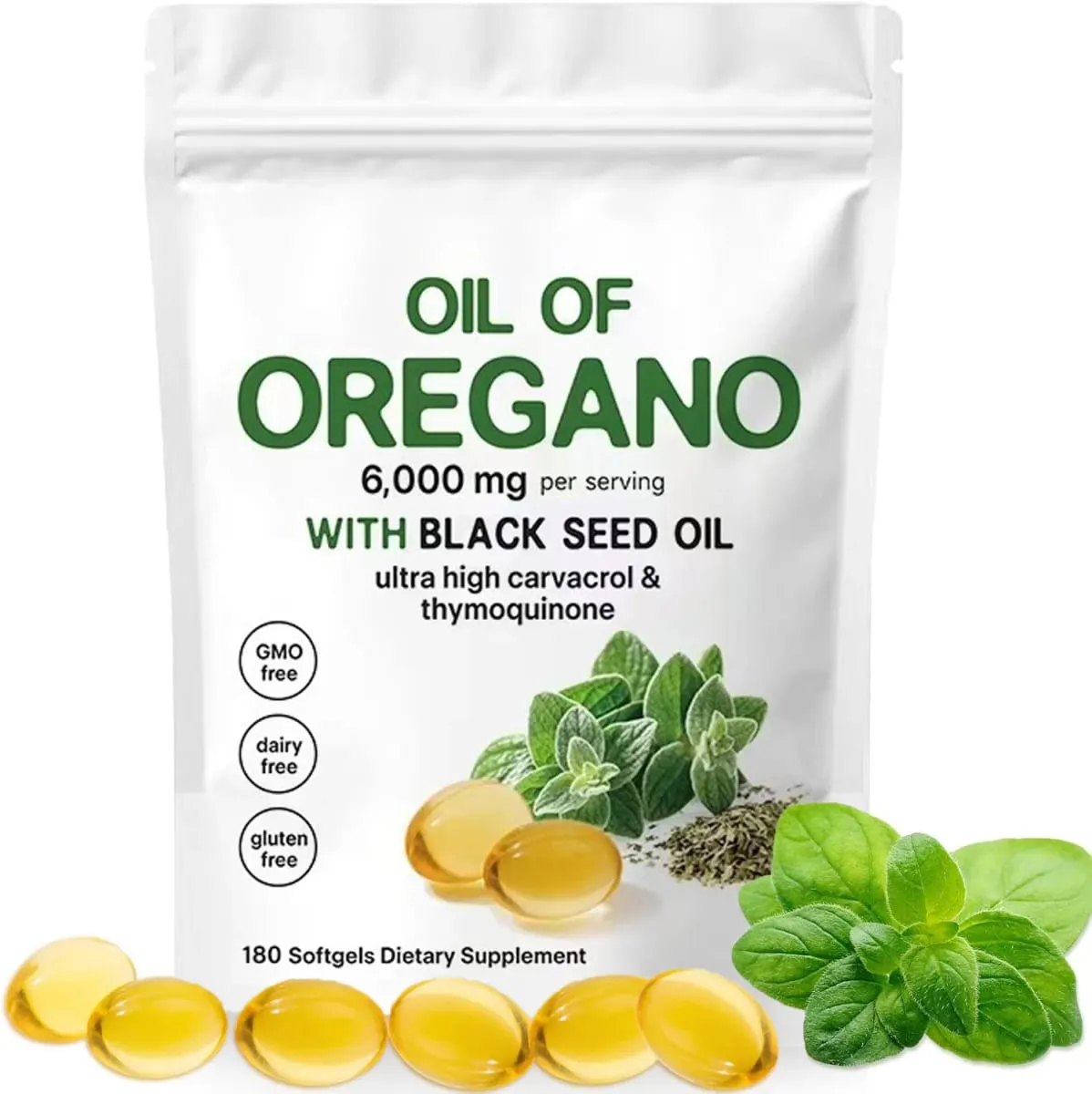 Oil of Oregano Softgels Skin Care Oil for Women Men Organic Oregano Oil Capsules with Black Seed Oil Plant Based | Non-GMO — image 1
